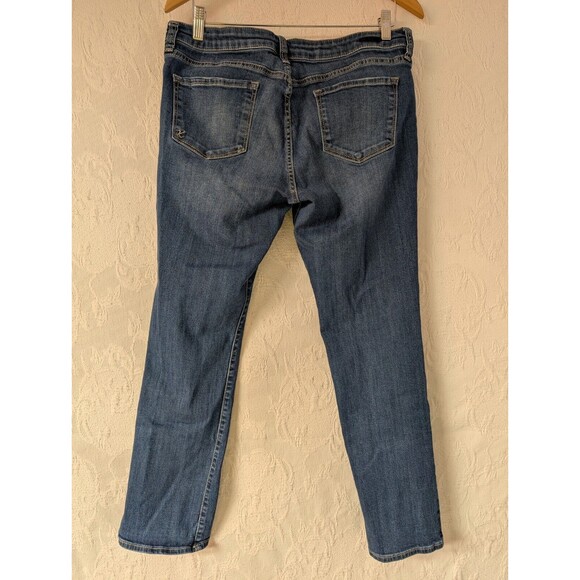 Kut from the Kloth Katy Boyfriend Blue Jeans Size 12 Distressed Embroidered Fade - Picture 2 of 13